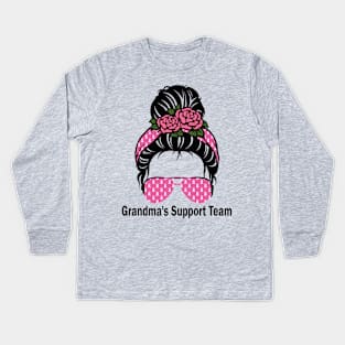 Grandma's support team..breast cancer awareness.. Kids Long Sleeve T-Shirt